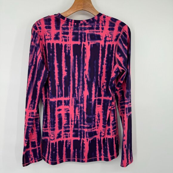 Under Armour HeatGear Long Sleeve Shirt Fitted Pink  Purple Tie-Dye Size Large - Picture 7 of 11
